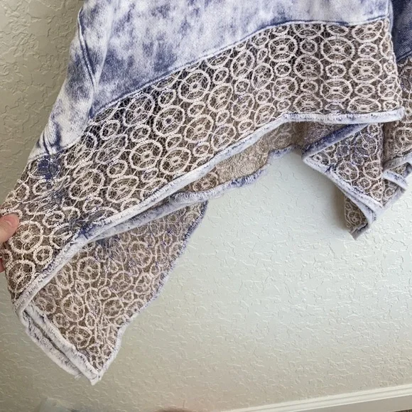 Free people mama crocheted purple tie die lace panel terry poncho - Picture 8 of 13